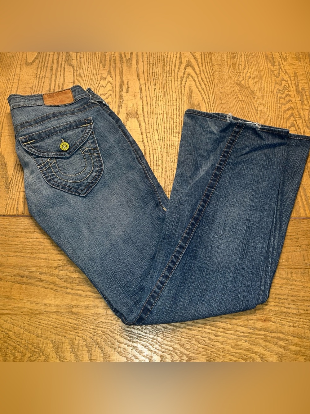 Vintage True Religion Denim Blue Jeans Women’s Sz 28 Distressed Flared Pants
